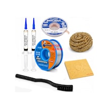 Lehim Seti 0,8 Mm 40 Gr Lehim Teli 2 Li Flux Cp-3015 Lehim Emme Teli Fırça Ve Havya Ucu Temizleme Set St337
