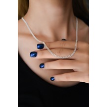 Papatya Silver 925 Ayar Gümüş Rodyum Kaplama Lavce Zincir Kadın Kolye 3,5 mm