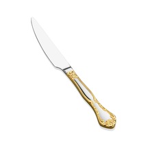 Arsel Dafne Gold 6'lı Yemek Bıçak Seti 304 Kalite 3 Mm Premium Set Gerçek Altın 18/10 Gümüş