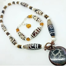 Sibelce 2224 Septarian Tibet Akik Kaplangözü Mercan El Yapımı Kolye Çok Renkli Sibelce 2224 Septarian Tibet Akik Kaplangözü Mercan El Yapımı Kolye Çok Renkli