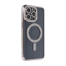 Apple İphone 14 Pro Kılıf Joke Simli Magneticsafe Kılıf - Gri Çok Renkli