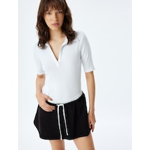 Koton Polo Tişört Fitilli Kısa Kollu Pamuklu Slim Fit Beyaz 4sak50012uk Beyaz