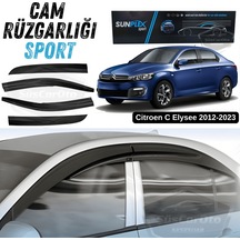 Sunplex Citroen C Elysee 2012-2023 Uyumlu Spor Cam Rüzgarlığı Seti Piano Black 4'lü Parlak Siyah 00 Şüscaroto Aksesuar