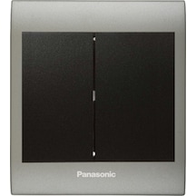 Viko Panasonic Thea Blu İkili Anahtar, Çerçeve Inox Matt+dore, Kapak Siyah