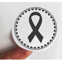 48 Adet 4 Cm Siyah Kalpli Yas Kurdelesi Baskılı Mat Etiket Sticker-1