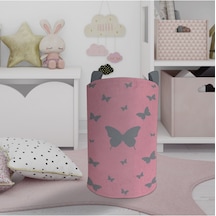Mekta Home Bebek Ve Çocuk Odası Kelebek Desenli Pembe Oyuncak Sepeti Renkli Çok Renkli