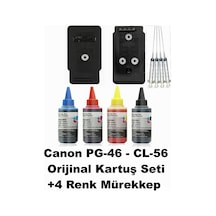 Canon Pg-46 / Cl-56 Siyah Ve Renkli Tıpalı Dolabilen Mürekkepli Kartuş Seti