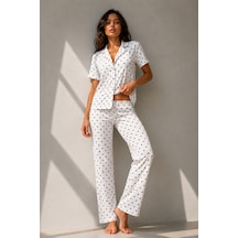 Norcia Sports Kadın Klasik Doğal Düğme Gece Kar Beyaz Pijama Takımı Çok Renkli - 929322840 Çok Renkli - 929322840 Çok Renkli
