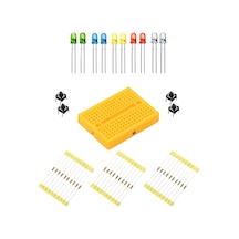 Rakunrobotik Mini Breadboard - 10 Adet Karışık Led - 30 Adet Direnç - 4 Adet