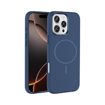 Zore İphone 16 Pro Kılıf M-safe Şarj Özellikli Metal Kamera Çerçeveli Ogaa Edi Silikon Kapak - Lacivert
