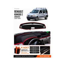 Renault Kangoo 2 Airbagsiz 2004-2008 Uyumlu Torpido Örtüsü, Torpido Kılıfı - Siyah-kırmızı - Re026