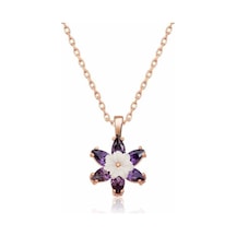 Casera's Gümüş Rose Mor Lotus Çiçeği Kolye Csr2180777 Gümüş