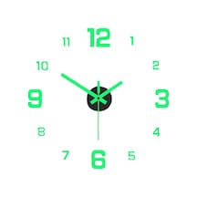 Suntek Oturma Odası İçin Büyük Sessiz Modern Fosforlu Çerçevesiz Duvar Saati Çıkartmaları