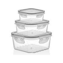 Kare Gıda Saklama Kabı Seti 3 Boy Bpa İçermez Contalı Şeffaf