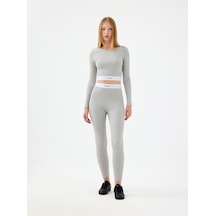 Slim Fit Kadın Bluz U.kol Gri