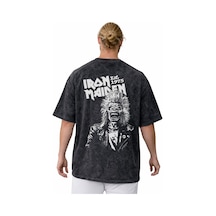 Iron Maiden Rock Metal Müzik Grubu Baskılı Unisex Oversize Vintag Siyah