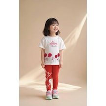 My Kids Wear Renkli Desenli Çocuk Alt Üst Takım Kırmızı