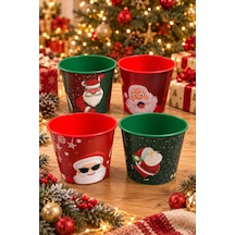 Yılbaşı Temalı 4 Lü Popcorn Kovası Seti Her Biri 2,2 Lt & Patlamış Mısır, Cips Ve Atıştırmalık Kasesi Çok Renkli - 932199999 Çok Renkli