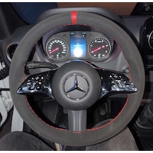 Dikişli Direksiyon Kılıfı Nubuk Deri Kırmızı Yüzük Kırmızı Dikişli Mercedes Sprinter Vito Yeniler Renkli