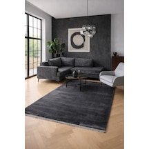 Melena Carpet Premium Modern Peluş Halı Kaymaz Taban Yumuşak Dokulu Lüks Salon Halısı Antrasit