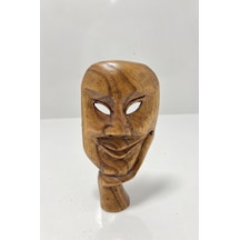 Ahşap Gülümseyen Maske/askılı Duvar Dekoru Küçük Boy