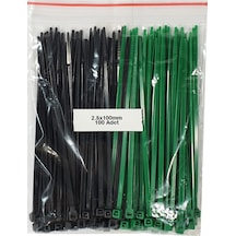 Plastik Kablo Bağı Siyah - Yeşil 2,5 x 100 mm Cırt Kelepçe 100 Adet