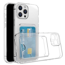 FitCase iPhone 14 Pro Kılıf Cardy Şeffaf Kartlık Cepli Kapak