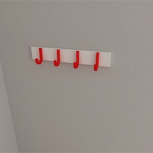 Hepsi3boyutlu Modern Duvar & Kapı Baston Askılık - 4 Adet Kırmızı J Askılık - Model No : 6 Kırmızı
