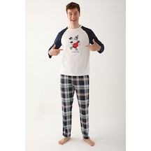 Arnetta Winter Day Beyaz Erkek Uzun Kol Pijama Takım