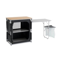 Outwell Padres Storage Unit W. Side Table Bambu Portatif Kamp Mutfağı Çok Renkli