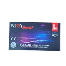 Beybi Nitril Pudrasız Muayene Eldiveni Large Siyah 100'lü