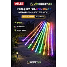 Yılbaşı Led Işık Rgb - Renkli Meteor Led 10 Adet Set 50cm Ip65 Dış Mekan RGB
