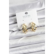 Pirinç Gold Renk Vintage Halka Model Kadın Küpe Altın