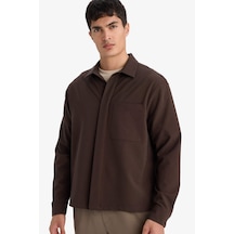 Defacto Poplin Gömlek G6253ax25wnbn337 Kahve-bn337
