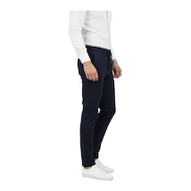 Deepsea Erkek Lacivert Likralı Beli Lastikli & İpli Dar Kesim Şık Kumaş Pantolon 2600572 Lacivert