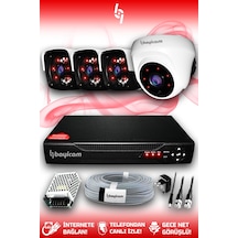 Bayicam 4 Kameralı Panda 1 İç Kamera Set HDD'siz Full HD Gece Görüşlü Güvenlik Kamerası Sistemi