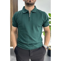 Erkek Desenli Polo Yaka Tişört Yeşil Edw457 Yeşil