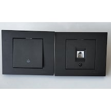 Grano Sıva Altı Siyah 1 Adet Nümeris Tlf Prizi 1 Adet Liğht Anahtar Çerceveleri