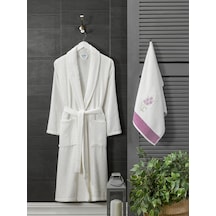 Havlulu Bornoz 2'li Set %100 Pamuk Kadın Krem