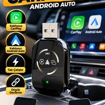 Kablosuz Carplay Ve Android Auto Adaptörü Tak Çalıştır Düşük Gecikmeli Bağlantı