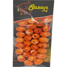 Sazan Dip Yemi Oval Boncuk Ebruli Kırmızı 14 Mm(Dar Delik)30 Adet