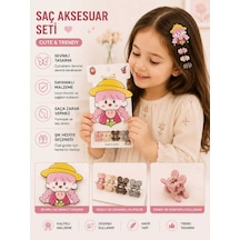 5'li Set Sevimli Karakter Figürlü Büyük Klips Ve Mini Mandal Kız Çocuk Toka Çok Renkli