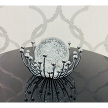 FURKAN DEKORATİF METAL DAMLALI CAM KÜRE GÜMÜŞ OBJE