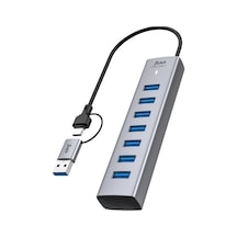 Juo Type-c Ve Usb-a 7 Portlu 7 Usb 3.0 5gbps Usb Hub Çoklayıcı Dönüştürücü
