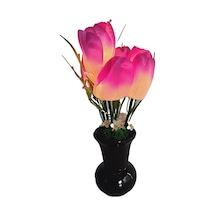 90'lar Temalı Dekoratif Işıklı Yapay Çiçek 27cm Mor-beyaz Lale