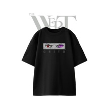 Thewert Obito 1 Tasarım Baskılı Ünisex Siyah Oversize T-shirt