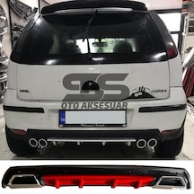 Opel Corsa  C Difüzör Arka Tampon Eki 2 Egzoz Çıkışlı Kırmızı Lüx
