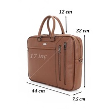 Case Club 17.3 İnç Omuz Askılı Unisex Laptop Evrak Çantası Taba
