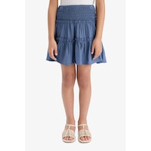 Defacto Kız Çocuk Gipeli Volanlı Viskon Etek E3835a825smın247 İndigo