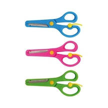 Neon Plastik Korumalı Küt Uçlu Yaylı Çocuk Okul Makası 3 Lü Set
